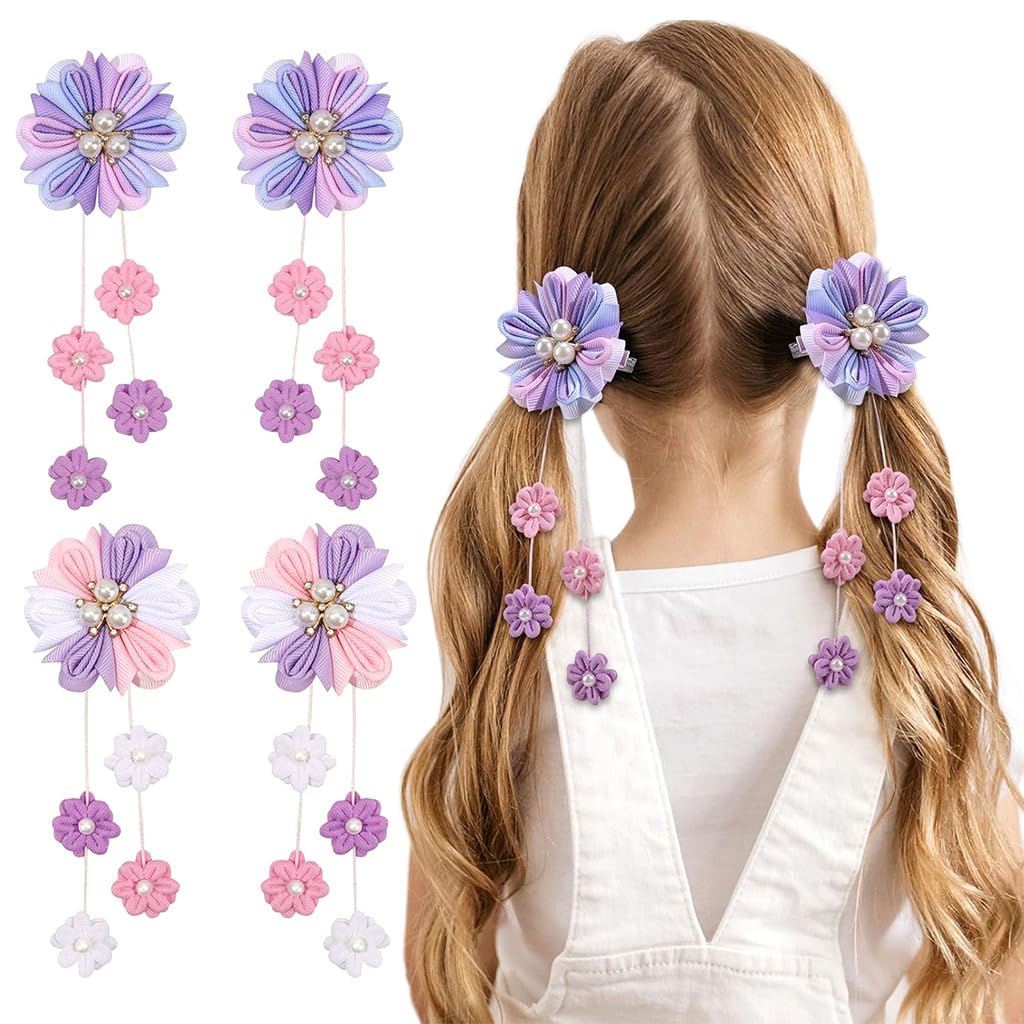 MAYCREATE Hair Bows for Girls 12PCS featuring Alligator Clips and Purple Flower Design | Cute Accessories for Kids and Teens