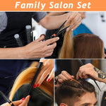 MAYCREATE Hair Cutting Scissors Kit for Home Use with Adjustable Screw & 10 Pcs Set | Stainless Steel for Men Women and Kids