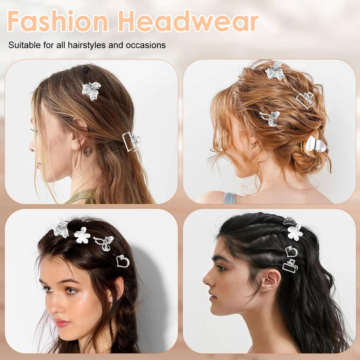 MAYCREATE Claw Clips for Women with Strong Grip Teeth featuring 16 Silver Metal Designs | Y2K Hair Accessories