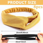 MAYCREATE 8pcs Headband for Women Girls, Stretchy Hair Bands Headwrap, Non Slip Twist Turban Head Bands, Fashion Multi Colors Hairband for Daily, Makeup, Yoga, Fitness