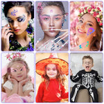 MAYCREATE Face Paint Stencils Kit for Halloween and Party Makeup featuring 28 Designs | Reusable PET for Kids and Adults