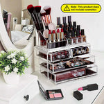 MAYCREATE Makeup Organizer for Dressing Table with 3 Stackable Units and Transparent Acrylic Drawers