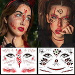 MAYCREATE Halloween Temporary Face Tattoos for Adults with 10 Sheets | Easy Water Application
