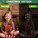 MAYCREATE Temporary Tattoo Stickers for Kids with Waterproof Glow Effect 10 Sheets | Christmas Party and DIY Crafts