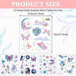 MAYCREATE® 12 Sheet Temporary Tattoos Glittering Dreamy Temporary Tattoos Sticker Waterproof Temporary Tattoo Stickers Fairy Glittering Designs Charming Face Stickers for Girls, Makeup Face Sticker