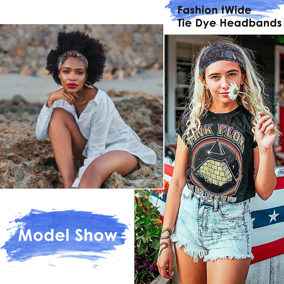 MAYCREATE Sport Headbands for Women with Quick Dry Moisture Wicking Fabric | 6PCS Boho Stretchy Pre Tied Bands for Yoga and Running