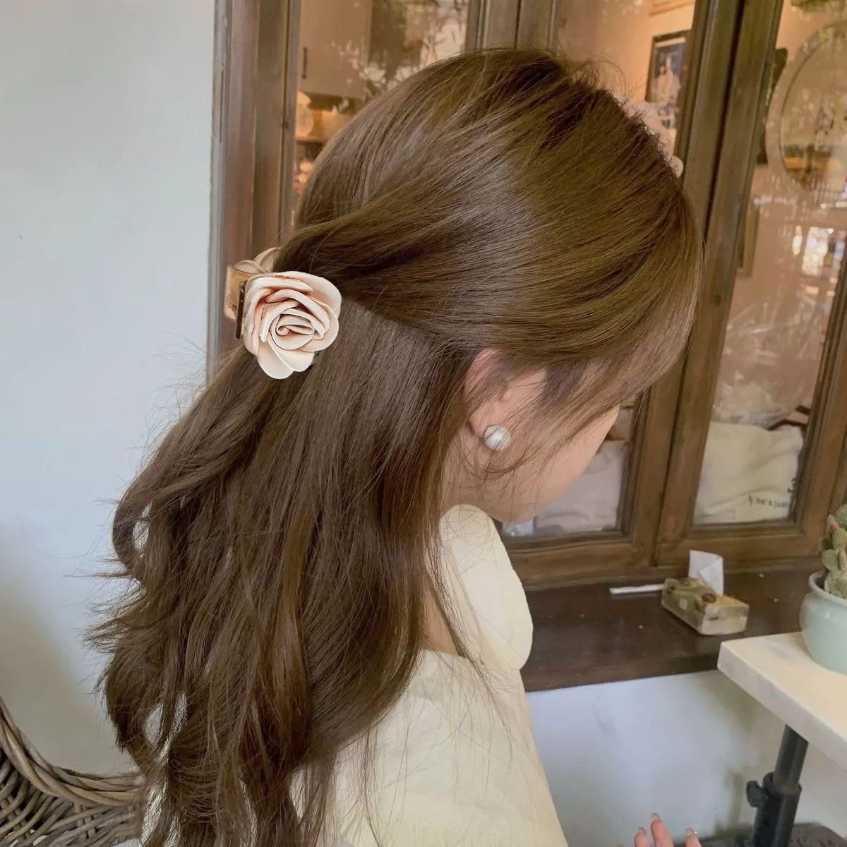 MAYCREATE Claw Clips for Half Updos with Spring Loaded Clamp and 1.57 in Acrylic Design | Women Hair Accessories