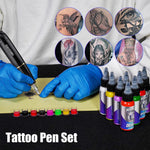 MAYCREATE Tattoo Machine Kit with 20 Cartridge Needles and Ergonomic Rotary Pen | for Beginners and Professional Artists