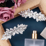 MAYCREATE Rhinestone Hair Clips for Wedding and Party with Crystal Pearls | 2Pcs Silver Barrettes