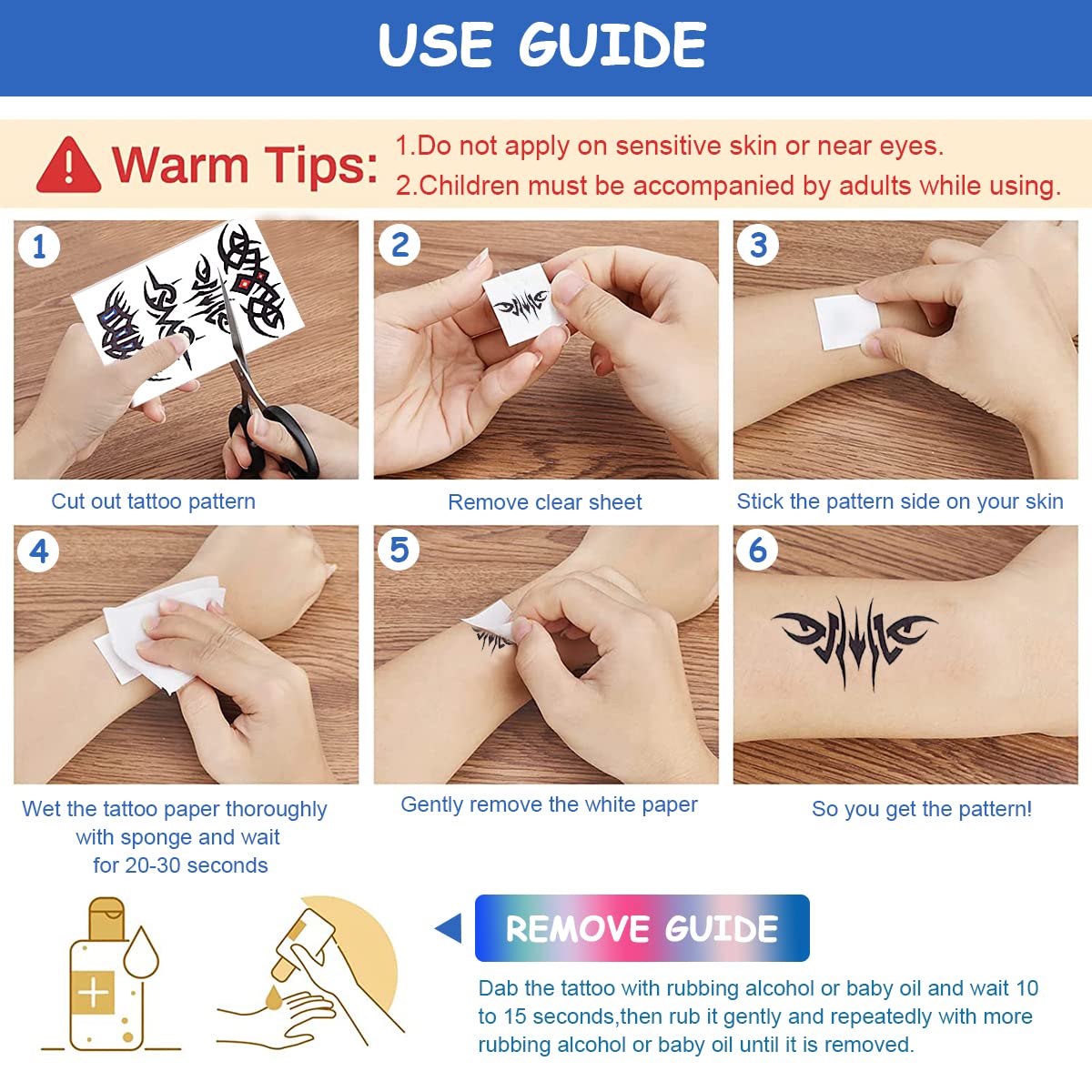 MAYCREATE® 42 Sheets Tatto Sticker for Men Eagle Temporary Tattoos Stickers Skull Variety Tatto Stickers Assorted Tatto Sticker for Body Art Tattoos Art Waterproof Temporary Tattoos Stickers For Women