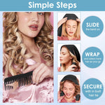 MAYCREATE Overnight Heatless Hair Curler Straps for Travel with Built-in Multi Elastics | Soft Velvet Kit with Comb