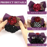 MAYCREATE Hair Bun Net for Women with Rose Bowknot Clip featuring Floral Barrette | Elegant Snood Headpiece Accessory