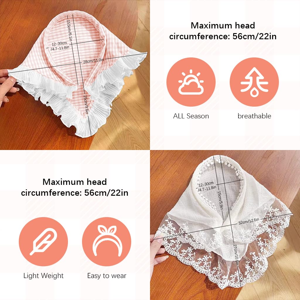 MAYCREATE Headwear for Girls with White Lace Headband and Pink Plaid Bow | 2Pcs Fashion Hair Accessories
