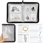 MAYCREATE® Transparent Jewelry Storage Book, Anti Oxidation Jewelry Storage Organizer Bag with 60 Pockets for Bracelets Necklace Rings, Black