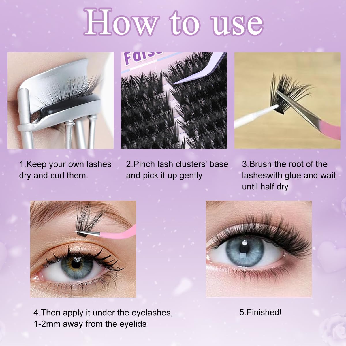 MAYCREATE Wispy Lash Clusters for DIY Lash Extension featuring 252 pcs 8–16 mm Mix | Natural Look