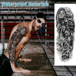 MAYCREATE Temporary Tattoo for Men with 6 Large 48cm x 17cm Sheets | Waterproof & Hypoallergenic