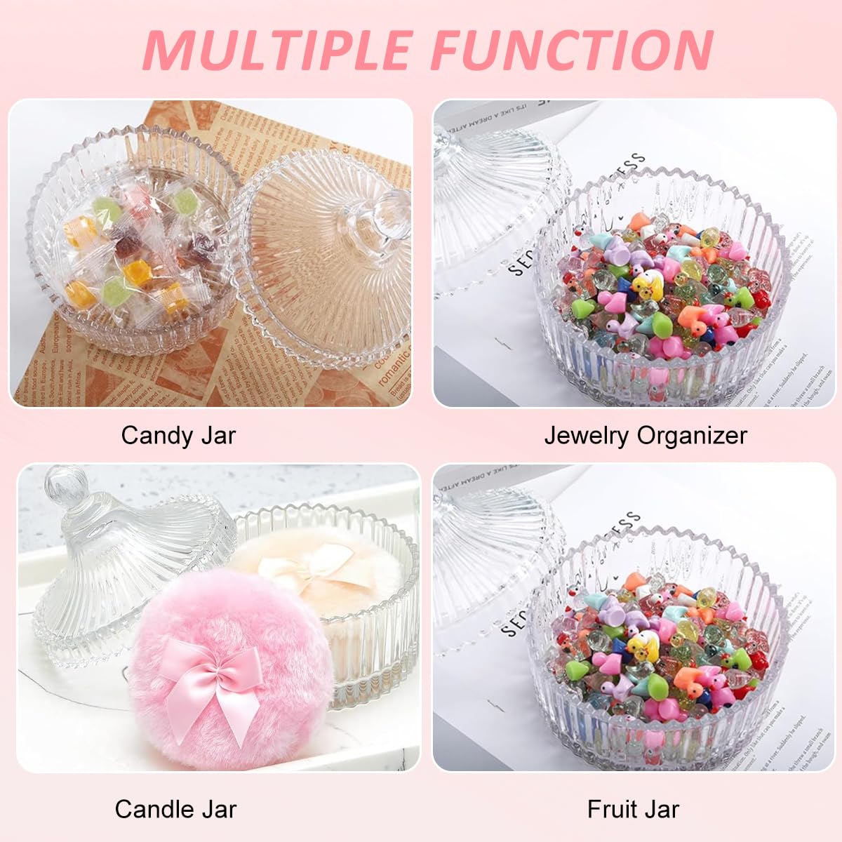 MAYCREATE Baby Powder Puff Set for Gentle Baby Care with Glass Holder and 2 Soft Plush Pads