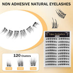 MAYCREATE Self Adhesive Eyelashes Kit 120 pcs for Easy DIY Use with Pre Glued Clusters 11–13mm