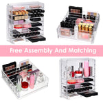 MAYCREATE Makeup Organizer for Vanity with 8 Section Dividers and Clear Acrylic Design | 23.5 x 24.5 x 7 cm Countertop Storage