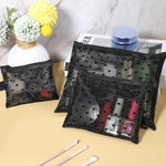 MAYCREATE Cosmetic Bags 3pcs Mesh Makeup Pouches with Zipper for Travel | Heart Print Design
