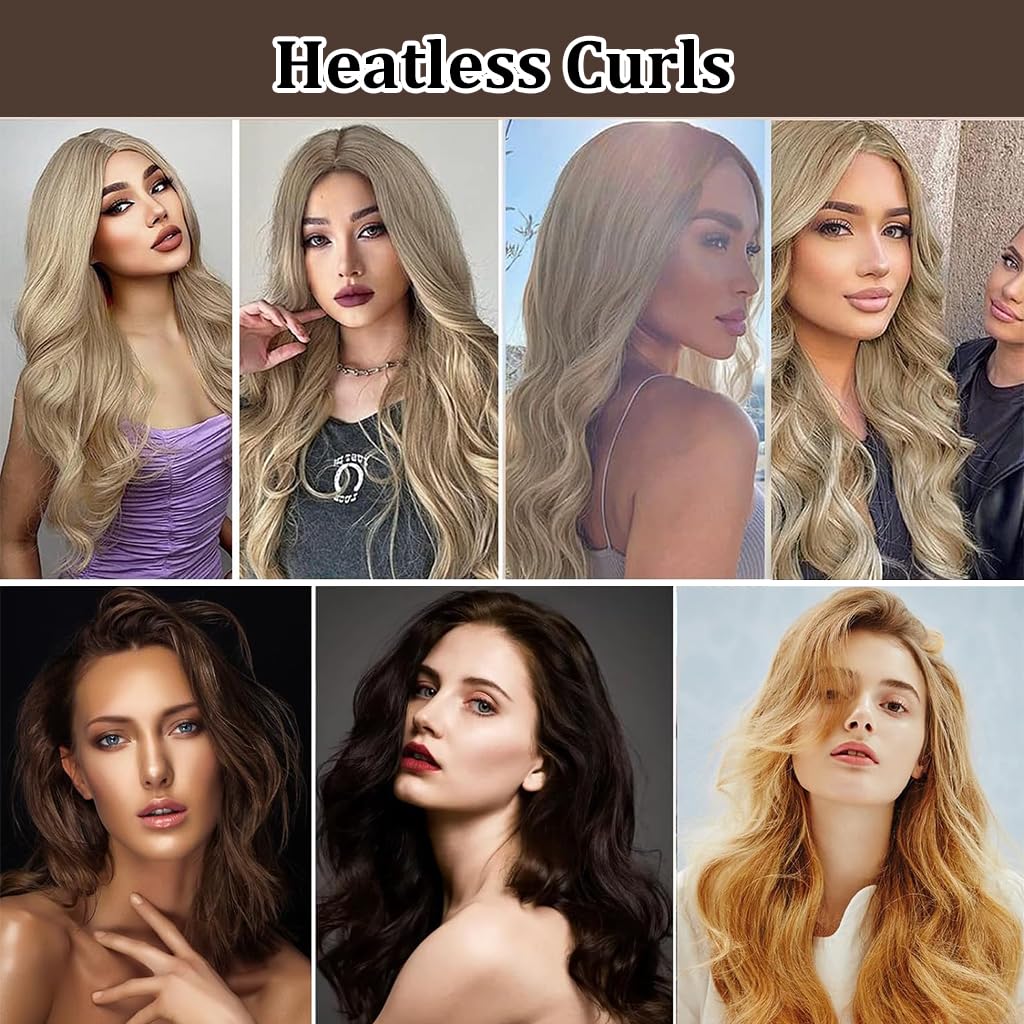 MAYCREATE Heatless Hair Curler for Overnight Curls with Hook and Satin Rollers | Brown