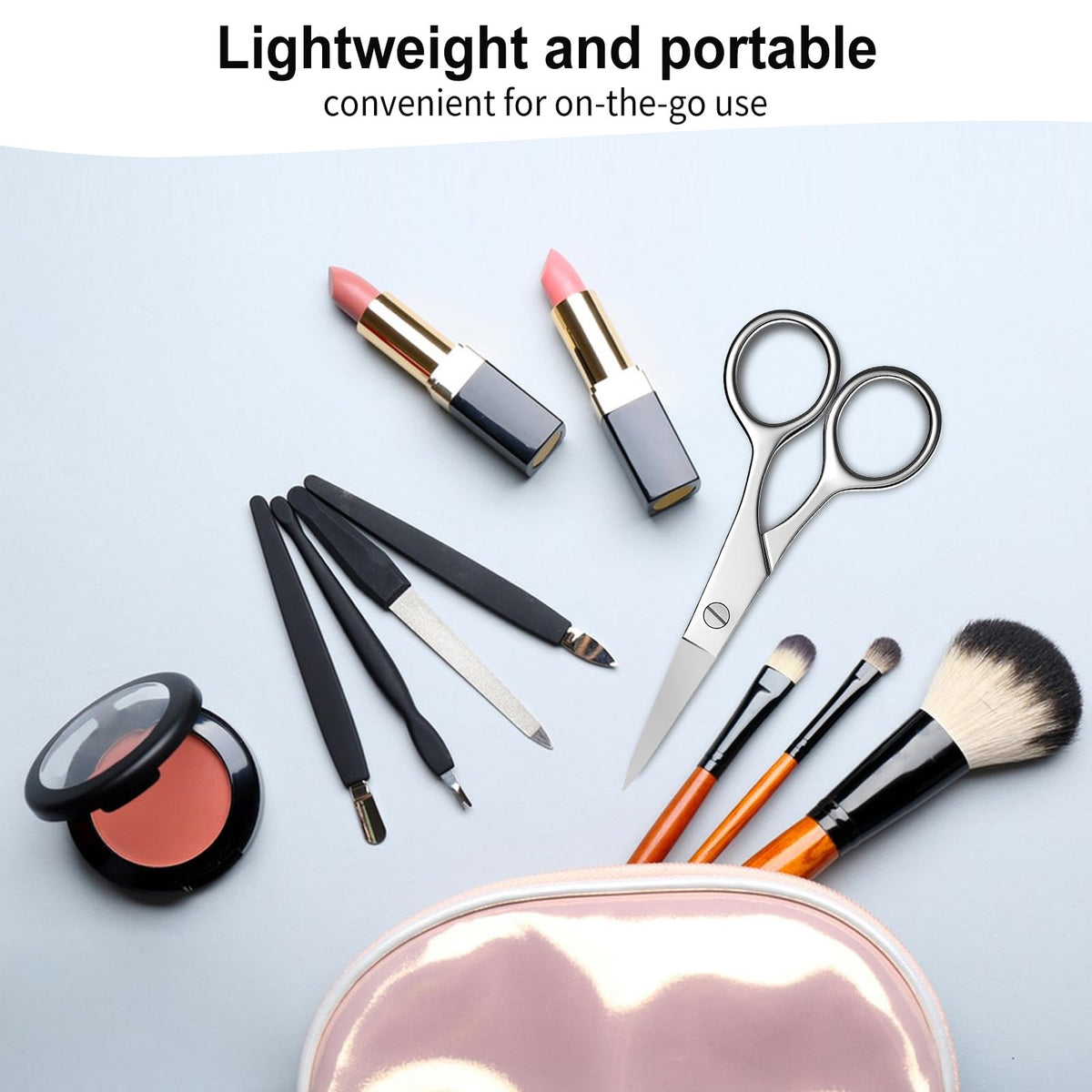 MAYCREATE Small Grooming Scissors Stainless Steel Facial Hair Scissors Trimmer Pointed Tip Straight Scissors Portable Beauty Scissors for Men Women