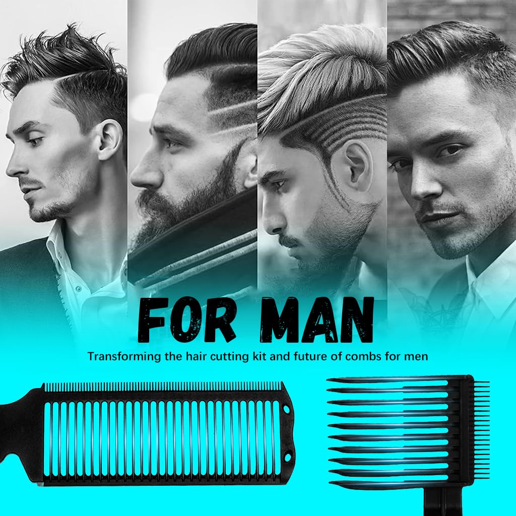 MAYCREATE Fade Comb for Men with Dual Teeth and Curved Neck | Durable Plastic Barber Set