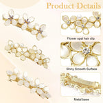 MAYCREATE Floral Hair Clips Set for Women with Opal Embellishment and Metal Barrettes | 3Pcs