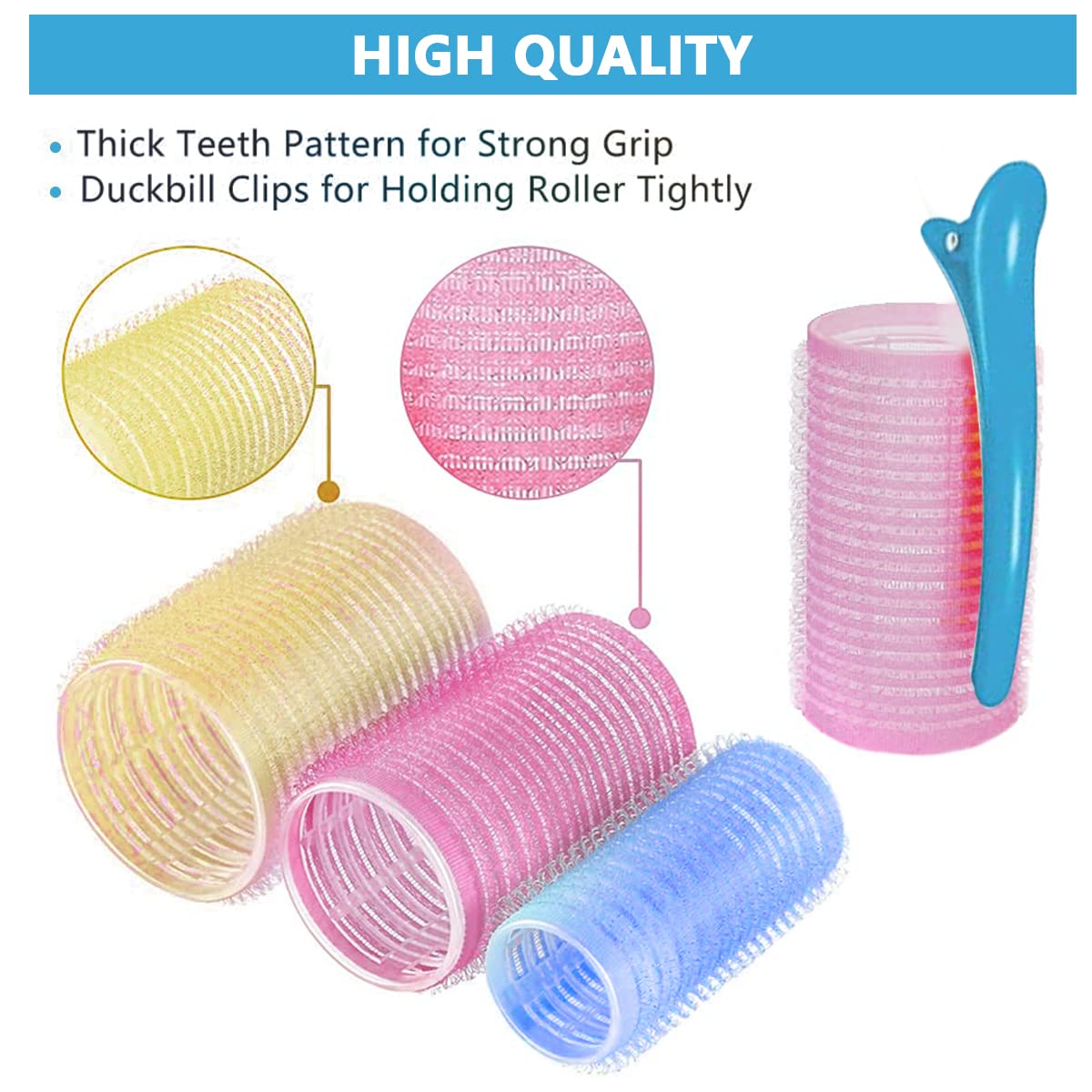 MAYCREATE Heatless Hair Curler Roller Kit with 18 Self Grip Rollers and 6 Bang Clips | Nylon Fiber Curlers for Home or Travel Styling