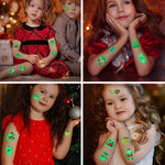 MAYCREATE Temporary Tattoo Stickers for Kids with Waterproof Glow Effect 10 Sheets | Christmas Party and DIY Crafts