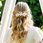 MAYCREATE Floral Hair Clips Set for Women with Opal Embellishment and Metal Barrettes | 3Pcs