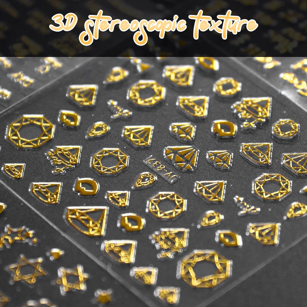 MAYCREATE Nail Stickers for French Manicure with 30 Sheet 3D Self Adhesive Gold Line Designs | Acrylic Nail Art Decals for Women
