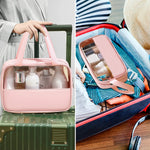 MAYCREATE Makeup Pouch Set for Travel and Home with Reinforced Handle | 3 Pcs Waterproof Rose Pink Bags