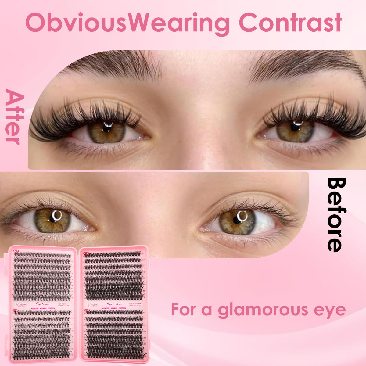 MAYCREATE Lash Clusters for DIY Eyelash Extensions featuring 640 pcs 9–16mm with Flexible Band