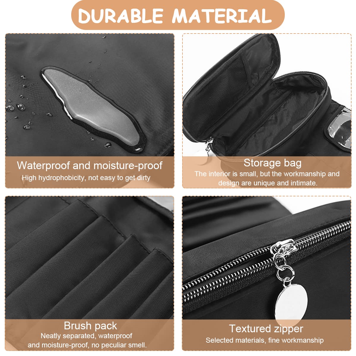 MAYCREATE Makeup Brush Holder for Travel with 12 Sleeves and Roll Up Design | Black Polyester