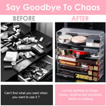 MAYCREATE Makeup Organizer for Vanity with 8 Section Dividers and Clear Acrylic Design | 23.5 x 24.5 x 7 cm Countertop Storage