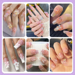 MAYCREATE 3D Mix Flower Nail Charms for DIY Manicure with Acrylic Rhinestones and Pearls | Purple