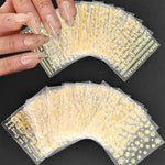 MAYCREATE Nail Stickers for French Manicure with 30 Sheet 3D Self Adhesive Gold Line Designs | Acrylic Nail Art Decals for Women