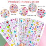 MAYCREATE Gem Rhinestones for Crafts with Self Adhesive Backing and 5 Sheet Multicolor Set | DIY Decor for Kids and Scrapbooking