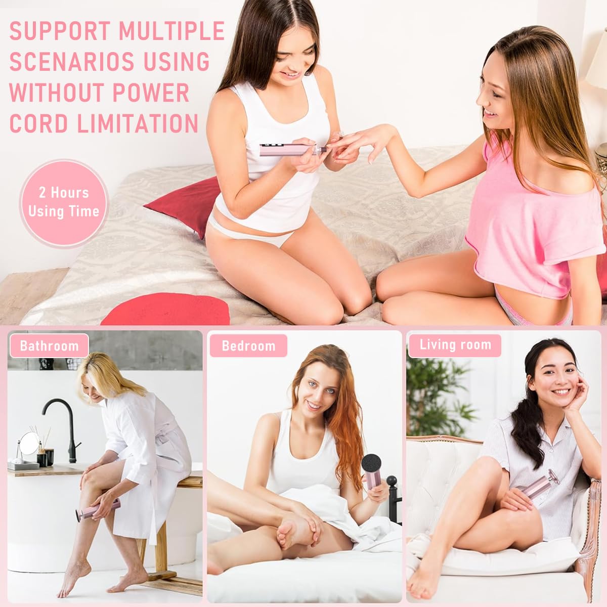 MAYCREATE Electric Foot Callus Remover for Pedicure with 9 Speed Control & 30PCS Sandpaper | Rechargeable Cordless Dual Head Nail File