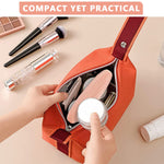 MAYCREATE Makeup Brush Holder for Travel with Side Openings and Soft Silicone Design | Pink Organizer for 2 Large or 8 Small Brushes
