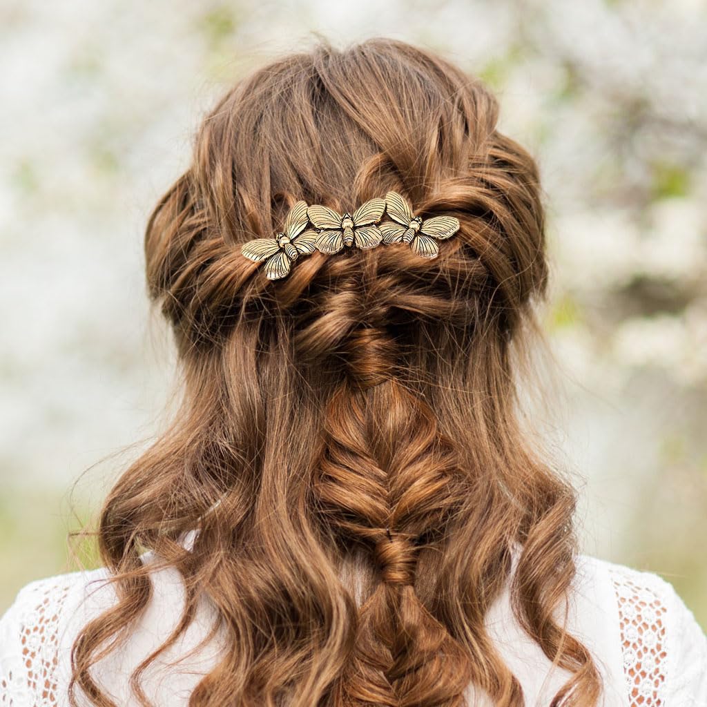 MAYCREATE 3pcs Hair Comb Clip Vintage Comb Hair Clips for Women Gold Metal Rhinestone Hair Side Combs for Women Decorative Bun Clips Crystal Bridal Hair Pins