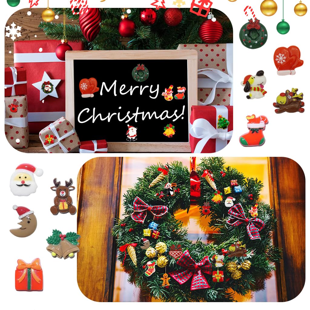 MAYCREATE 100Pcs Mini Christmas Resin Charms for DIY Crafts Christmas Resin Home Decor Window Resin Charms Home Decor Christmas Ornaments for Door, DIY Crafts, Wall