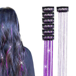 MAYCREATE® 6pcs Hair Tinsel Extensions Glittering Clip-on Purple Glittering Tinsel Hair Extensions for Styling Girls Fairy Kit for Party, Festival