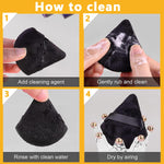 MAYCREATE Triangle Powder Puff for Face Makeup with Round and Pointed Edges 4pcs Black | Wet and Dry Use