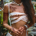 MAYCREATE Henna Temporary Tattoo Stickers for Women featuring 8 Sheets Waterproof Brown Designs | Safe Non Toxic Body Art for Festivals and Parties