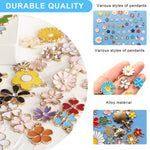 MAYCREATE® 60pcs Assorted Gold Plated Enamel Pendants, Floral Themed Flower Charms for Jewelry, Bracelet, Earring, Necklace, Keychain DIY Jewelry Accessories Charms