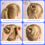 MAYCREATE Bobby Pins Set for Updos with U Pins and 100 Mini Rubber Ties | 600 pcs Black Accessories