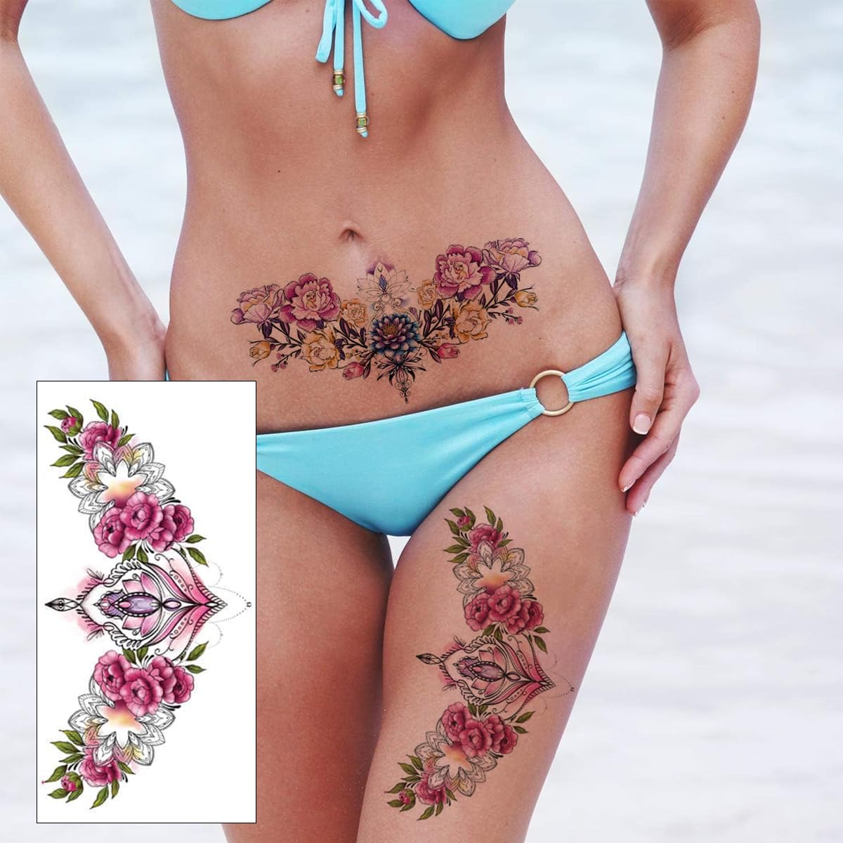 MAYCREATE Temporary Tattoo Stickers for Women with 10 Sheets 13.8x24cm Waterproof Designs