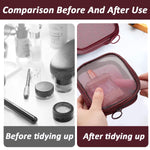 MAYCREATE Mesh Makeup Pouch for Travel with Secure Zipper 4pcs 4.7 in Nylon Bags | Wine Red